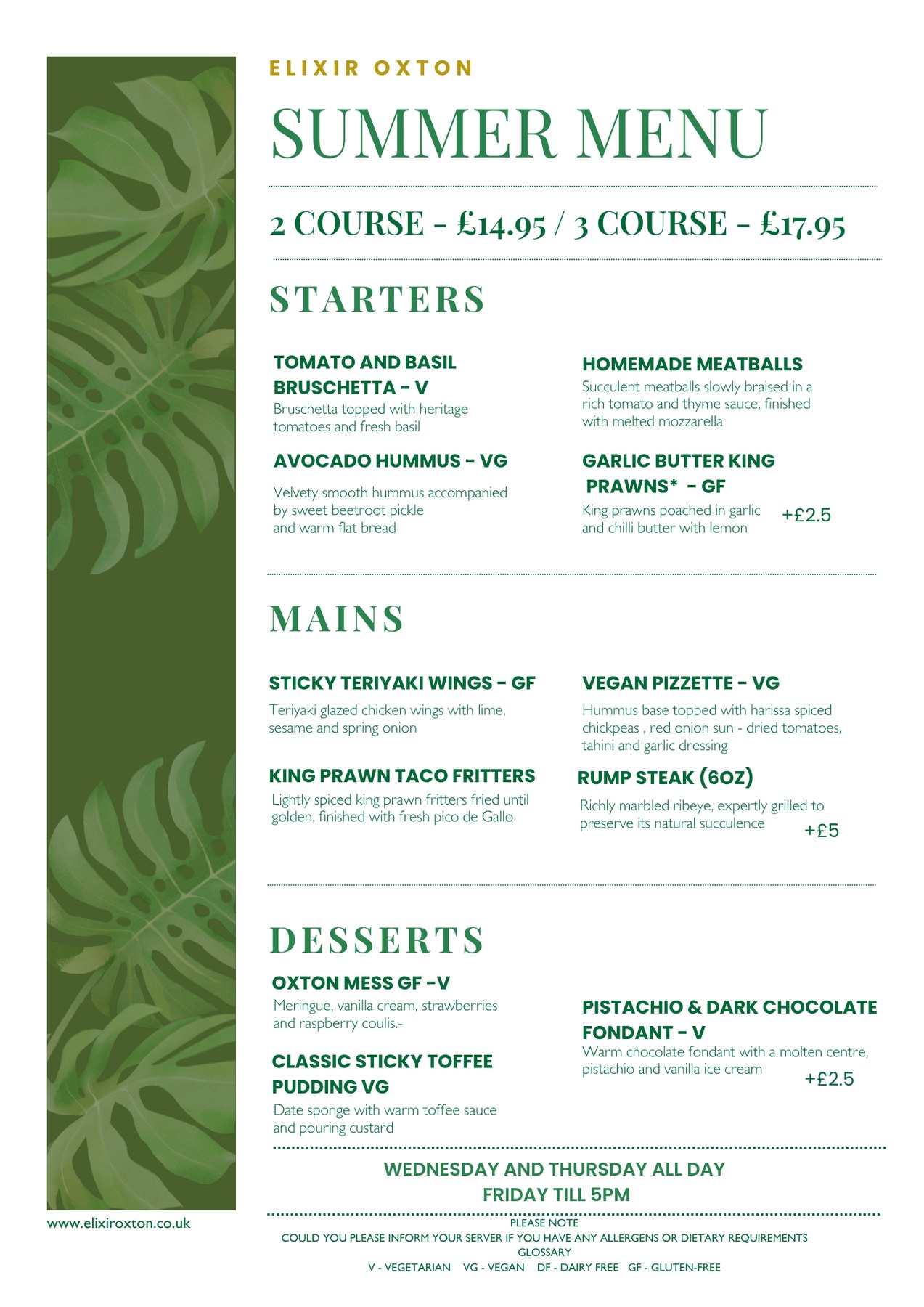 Elixir Oxton Summer Menu — launching 1st August 2026